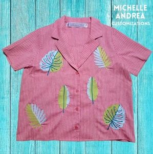 Linen Tropical Leaves Button-Up